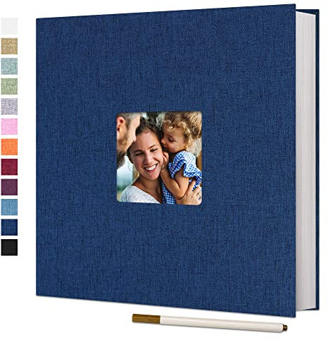 Vienrose Selbstklebende 10x15 Fotoalbum Einkleben und zum Selbstgestalten Groß leinen Photoalbum mit 40 Weißen Seiten, Hochzeit Jahrestag Geburtstag Geschenke mit Einem Kugelschreiber, 28x27cm