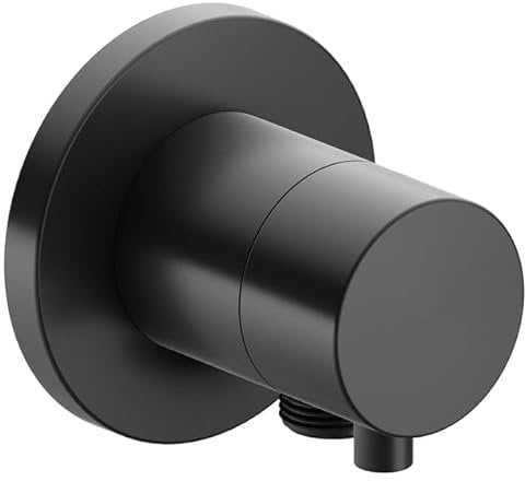Keuco IXMO Armatur 59541, Absperrventil mit Schlauchanschluss Unterputz, Rosette rund, Griff IXMO Comfort; Farbe: Schwarzchrom gebürstet