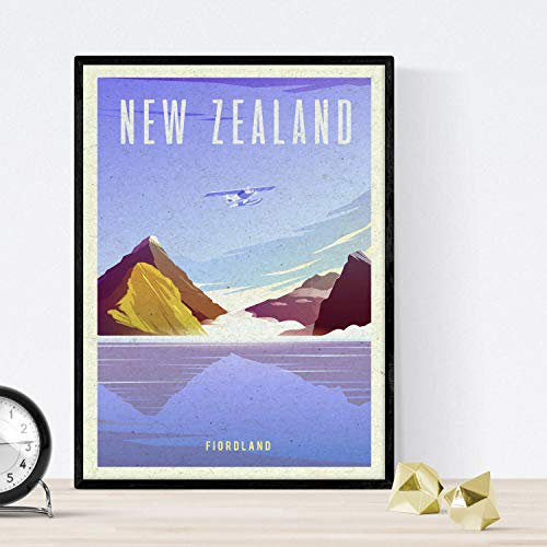 New Zealand Film. Vintage-Stil. Poster Stadtfarben. A3 Neuseeland Anzeigengröße