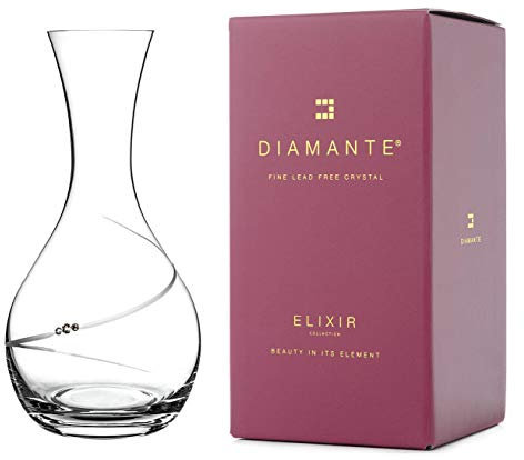 DIAMANTE Swarovski Wine Carafe 'Silhouette' - Hand Cut Crystal Carafe for Wine or Water Embellished with Swarovski Crystals