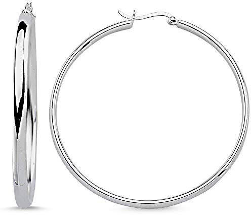 Vinani Damen Ohrringe 925 Silber - Creolen - groß rund glänzend - Schrankenverschluss - aus 925 Sterling Silber - Ohrring-Set für Frauen - 2CSC