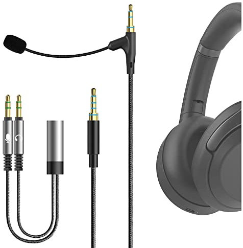 GEEKRIA QuickFit Boom Mikrofon-Kopfhörerkabel für Gaming und Meeting, kompatibel mit Sony WH-1000XM5 1000XM4 1000XM3 XB910N XB900N CH710N, 3,5 mm Klinken-Ersatzkabel mit Galgenmikrofon (1,7 Medium)