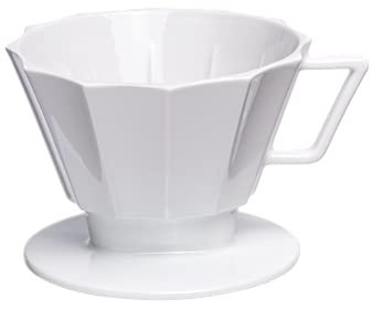 Mahlwerck Porzellan Kaffeefilter, wiederverwendbarer Dauerfilter, für Filtertüten 1x4, Größe 4, Weiss