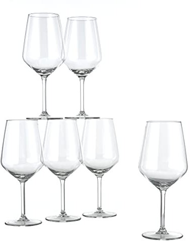 Baroni Home Ensemble de 6 Verres à Vin Tansparents, Verre pour le Vin Rouge à Pied, Calice lèger pour le Vin Blanc, Verres pour Les Fêtes et Apéritif, 53 CL, Transparent, 9x9x21 cm