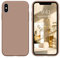 DOMAVER Coque iPhone X/XS-Silicone Case Téléphone iPhone XS Liquide, Etui Antichoc Doublure en Microfibre, Fin Housse de Protection iPhone XS/X, Brune Caramel