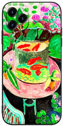 Berkin Arts Compatible with iPhone 11 Pro Case Silicone Cover with Screen Protector Koi Fish Water Lily Botanical (Goldfish by Henri Matisse)