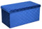 Folding Storage Ottoman Velvet Lattice Storage Box Pressed Velvet Seat Stool Chair Footstool Pouffe Bench (76cm x 38cm, Navy Blue)