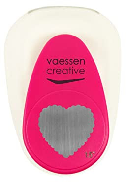 Vaessen Creative Motivstanzer Herz - 3.4 x 3.5 cm - Stanzer für Bastelpapier, Tonpapier, Scrapbookpapier oder Decoupagepapier, Weiß/Rosa