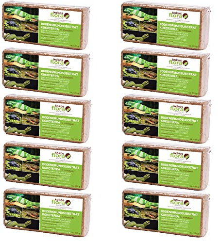 KOKOSFLORA 90L Standard – 10 x Ca. 650G Ziegel- Torffrei - Ideal Für Drinnen Und Draussen. Geeignet Für Kübelpflanzen, Zimmerpflanzen, Balkonkästen Und Gartenbeete