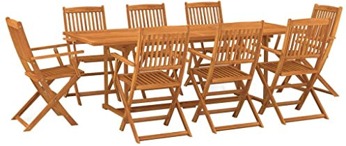 vidaXL Akazienholz Massiv Gartenmöbel 9-TLG. Gartengarnitur Sitzgruppe Gartenset Sitzgarnitur Gartentisch Esstisch Tisch Stühle Holztisch Holzstuhl
