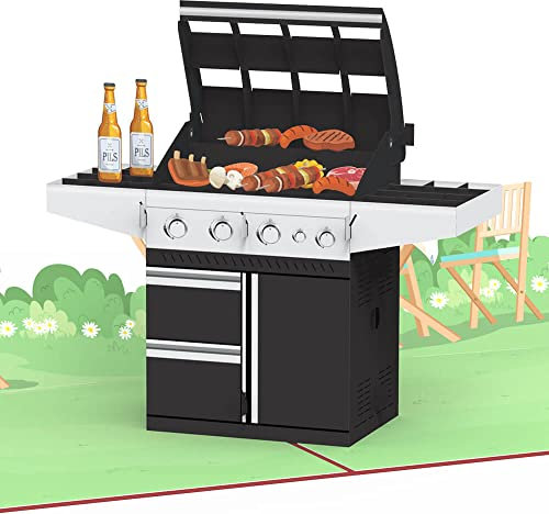 papercrush® Pop Up Karte Grill - Lustige 3D Geburtstagskarte mit Mini Gasgrill für Mann, Onkel & Freund, Geldgeschenk für Grillen, Einladung für Grillparty oder Grillabend, Vatertagskarte für Papa