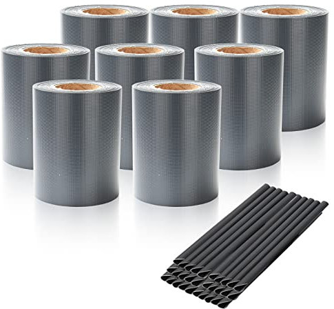 Fiqops 8 Stück PVC Sichtschutzstreifen, 280m x 19cm Windschutz & UV-bestädig Sichtschutzfolie inkl. 240 Befestigungsclips, perfekt für Doppelstab Mattenzaun, Anthrazit
