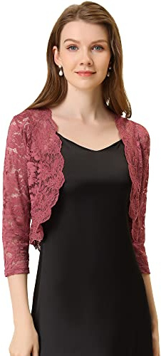 Allegra K Cardigan Boléro court à paillettes pour femme | Manches longues Club Wear Noël