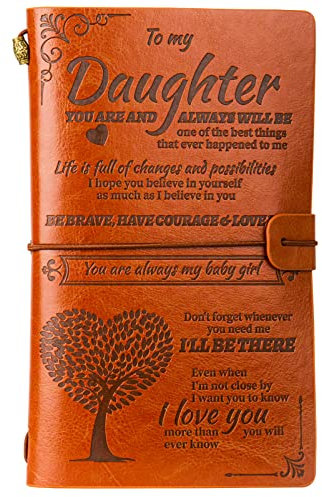 Leder-Tagebücher mit Aufschrift To My Daughter von Mama oder Papa, 140 Seiten, Schreibtagebücher für Teenager, besonderes Geschenk für Mädchen, Geburtstag, Abschluss, Erntedankfest