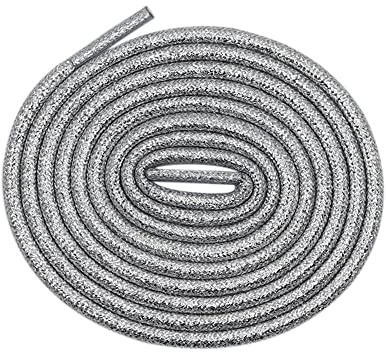 GIVBRO Stringhe da Scarpe, Lacci Glitterati Rotondi Intrecciati per Scarpe da Ginnastica Corde Accessori di Ricambio per Stivali Casual da Trekking Decorazione Argento - 80 cm