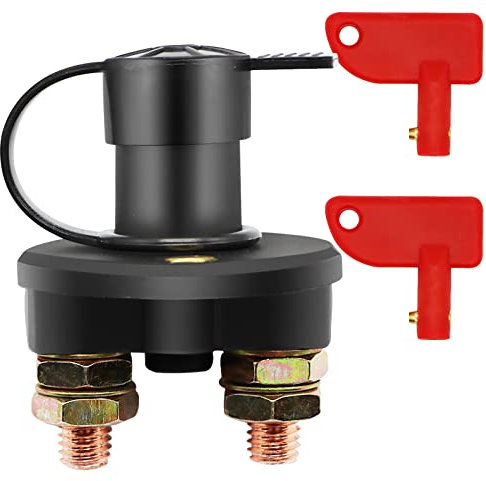 Wieat Battery Isolator Switch for Automotive Car, 12V/24V Disconnect with 2 Keys, Main Current and Emergency Power Kill Cut Off for Marine Boat RV ATV Auto Truck