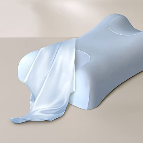 SLEEP & GLOW Omnia Naturseidenkissenbezug für Haar und Haut Passt zu einzigartiger Form Omnia Kissen - 19 mm Maulbeerseide der Güteklasse 6A (arktisches EIS)