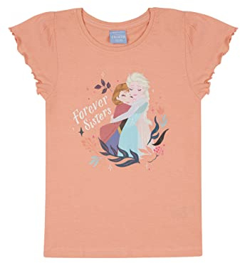 Frozen - Die Eiskönigin T-Shirt Mädchen Sommer Shirt Top Oberteil ELSA Anna, Größe Kids:110-116