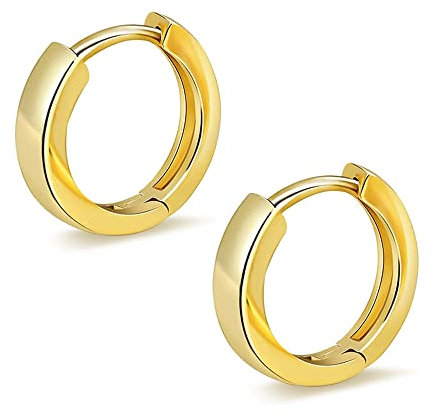 ALEXCRAFT 14K Creolen Gold Klein Damen Chunky Ohrringe Gold Huggie Goldene Ohrringe Damen 13mm