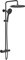 Rainsworth Duschsystem mit Thermostat Schwarz, Duscharmatur Komplettset mit 30cm Rund Regendusche Duschkopf, 5 Strahlarten Duschkopf, 92-126 cm Höhenverstellbar, Regendusche mit Armatur, Duschset