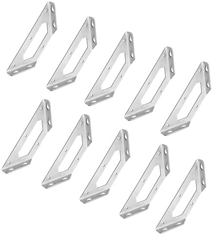 LIKERAINY 90 Grad Winkelverbinder 100x100mm Winkel Klammern Dreieck Form Ecke Klammer Edelstahl Möbelverbinder Winkel Verschluss Stuhl Regal-Stützverbinder 10 Stück