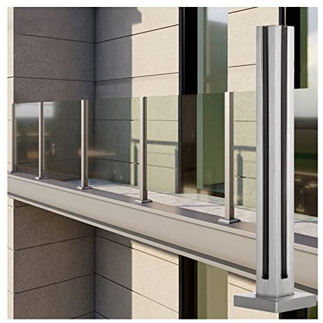 Glas Geländerpfosten Glashalter Edelstahl Balkon Windschutzscheiben-Pfosten, 60 75 80 95 100 115 120 cm Hoch Glas-Geländer-System Mit Schrauben, Hochbelastbar 304 Edelstahl Balustrade Säule ( Color :