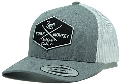 SURF MONKEY Trucker-Kappe 6P, gebogenes Visier, verstellbare Snapback-Kappe, niedriges Profil, grau, One size