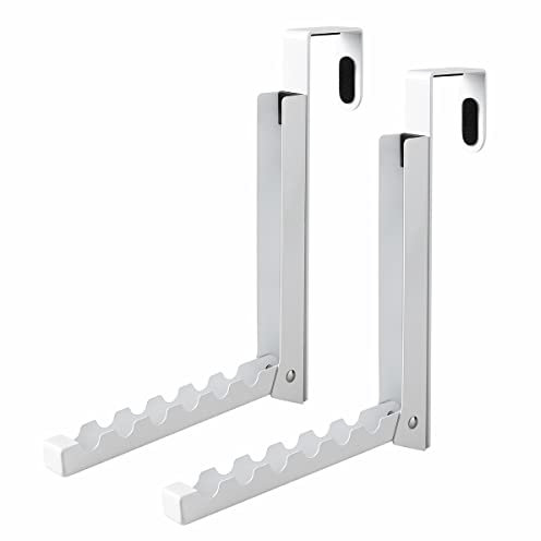 VIAV Design Over Door Hooks Hanger,Foldable Drying Clothes Airer with 6 Grooves for Hanging Clothes, Over Door Towel Rack for Clothes, Coat, Behind Bathroom Fits Doors ≤4cm 2 Pcs (White)