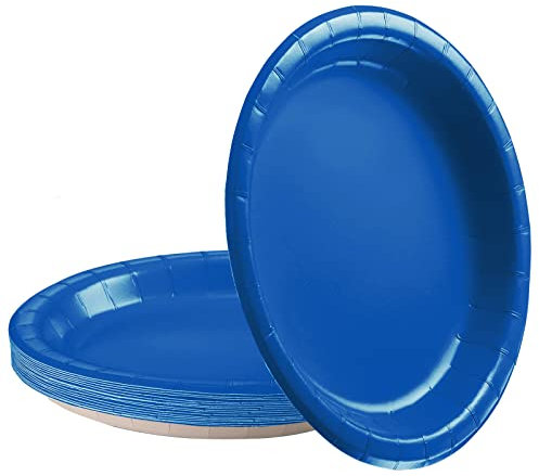 16Pcs Royal Blue Party Paper Plates 9 Inch Durable Design,Royal Blue Party Tableware Decor RoyalBlue Paper Plates for VJ Day 80th AnniVJrsary Decorations Union Jack Street Festivals National EVJnts
