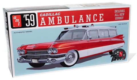 AMT 1395 1959 Cadillac Ambulance w/Gurney 1:25 Model Kit