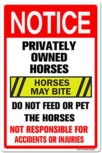 BTFLFDR Aluminium-Pferd-Warnschild, 20,3 x 30,5 cm, Rot und Weiß, einfacher Stil