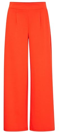 ICHI IHKATE SUS Long Wide PA2 Damen Hose Stoffhose mit Stretch hoher Elastikbund weiter Schnitt, Größe:M, Farbe:Grenadine (171558)