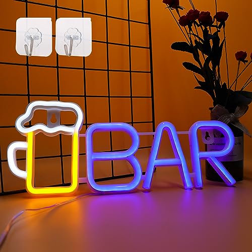ENUOLI Bar Beer Neon Sign LED Light Blue Wall Lamps Beer Neon Night Sign USB or 3-AA Battery Powered Neon wall Signs for Bedroom Bar Store Club Pub Home Party Art Decor Gifts (Blue)