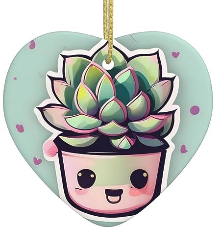Lächelnde Sukkulenten Keramik Herz Anhänger für Haupteinkaufszentrum Weihnachtsbaum hängende Dekoration