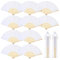 GWHOLE 12Pcs Wedding Fans Folding Fans for Women Bridesmaid Church Wedding Gift Wall Decoration Party Favor DIY,Fabric