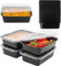 Coselena 50Pcs Black Plastic Meal Prep Food Containers, Takeaway Containers With Lids - Microwave Food Storage Containers | Freezer Storage Boxes, Food Containers with Lids, Food Containers 650ml