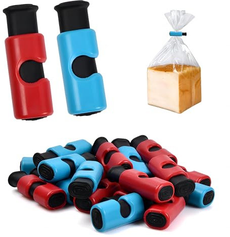 HoaaiGo 20 clips de cierre con función de prensa, clips de cierre para bolsas de alimentos, clips de sellado para bolsas de congelador, bolsas de plástico para cocina/oficina
