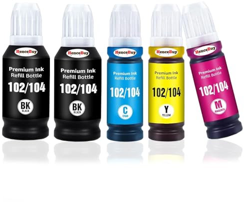 HenceBuy 102 Multipack Compatible for 102 Ink Cartridges or Epson 102 Ink Bottle EcoTank ET-1810 ET-2810 ET-2850 ET-2856 ET-2860 ET-2861 ET-2830 ET-3850 ET-4800 ET-4850 ET-2750 ET-2720