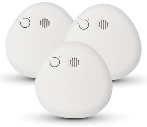 Housegard Pebble Rauchmelder |3 Stück | SA700 | Skandinavisches Design | Feuermelder mit austauschbarer 9V Block-Batterie|DIN EN 14604 Zertifiziert|Testtaste