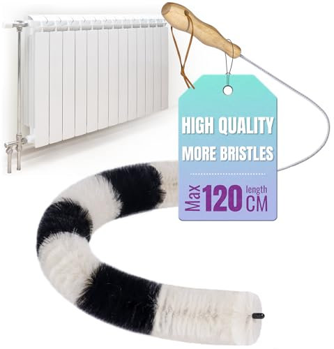 ecooe Cepillo largo para radiador, 120 cm, sin arañazos, cepillo de limpieza con pelo de cabra, cepillo flexible para radiador con manguera protectora, ideal para limpiar radiadores planos