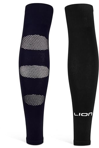 Performance Football Sock Sleeves - Premium LION BREATHE Technology - Breathable Mesh To Reduce Pressure On Calf Muscles (UK, Alpha, S, Black)