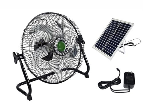 2024 Ventilador de carga solar,Ventilador de camping silencioso de alta velocidad,Ventilador de pie,Uso for el hogar, dormitorio al aire libre/en el interior,con 12 velocidades,USB ( Color : Black , S