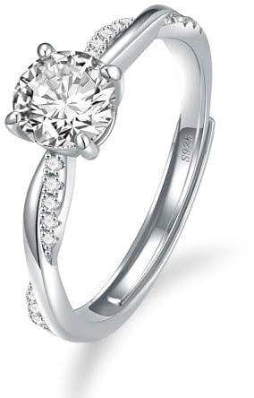 Macachii Engagement Wedding Rings for Women 925 Sterling Silver Ring for Women Eternity Cubic Zirconia Crossover Thumb Girls Anniversary Jewellery Gift with Box