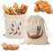 Litinliv 2 Stück Leinen Brotbeutel Wiederverwendbar 40 * 30cm, Brotsack zum Frischhalten, Brotaufbewahrung mit Kordelzug, Brot Backen Zubehör, Brotkasten für Brot/Baguette/Obst/Gemüse