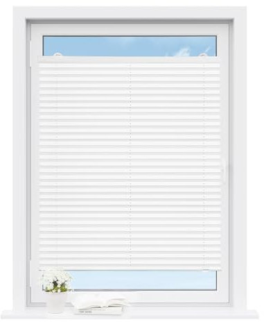 WOLTU Store Plissé sans Perçage avec Ventouses, Store Plissé Intérieur Translucide Protection Solaire pour Fenêtres Ordinaires, Fenêtres de Toit, Portes de Balcon, 50x130 cm, Blanc