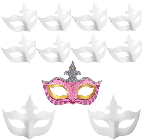 zrfgbxim 10 Stück Papiermasken zum Bemalen, DIY Weißes Masken zum Anmalen, Unbemalte DIY Papier Maske, Cosplay Masken für Halloween Maskerade Party Maskenball Masken, Kronen Design