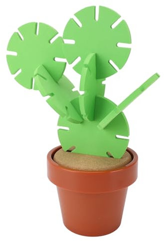 Dessous de Verre en Forme de Cactus, Antidérapant, Isolant Thermique, Joli Tapis de Tasse à Boisson avec Support de Pot de Fleurs, Dessous de Verre Amusants, de Cactus avec