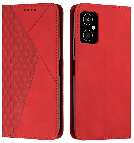 KOUYI Compatibile con Xiaomi Poco M4 5G Custodia per Telefono, Slot per schede Flip in Pelle Sintetica PU, cavalletto con Chiusura Magnetica, custodie Antiurto (Rosso)