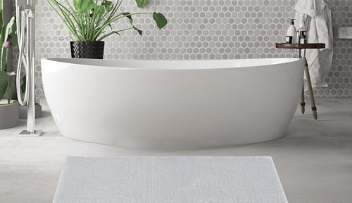 andiamo Badezimmerteppich Arezzo,Badematte, 80 x 200 cm, Grau | Badteppich mit Noppen-Rückseite,Duschvorleger aus 100% Polyester,waschbar bei 30°C pflegeleicht