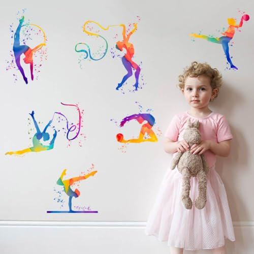 SUPERDANT Gymnastik Wandsticker Rhythmische Gymnastik Wandaufkleber Aquarell Gymnasti Vinyl Wandsticker Dekor Für Wohnzimmer Schlafzimmer Wanddekoration Gymnasti Geschenke Für Mädchen